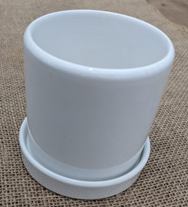 3" Cylinder White with Saucer