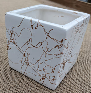 4" Ceramic Cube Crackle White